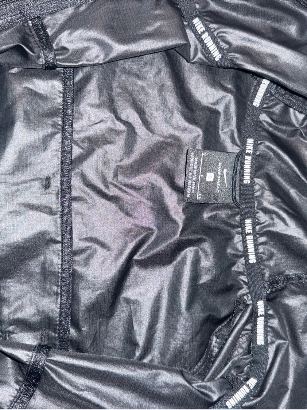 Nike Shield Racer Running Jacket | Women's Small Black Windbreaker - Picture 7 of 8
